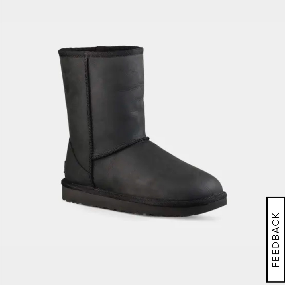 Classic Short Leather Uggs Sz 9 black